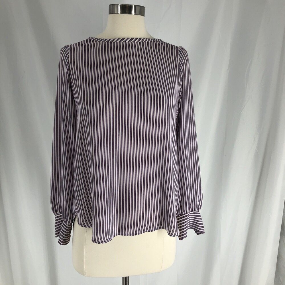 LOFT Petites Women’s Long Sleeve Striped Blouse XSP